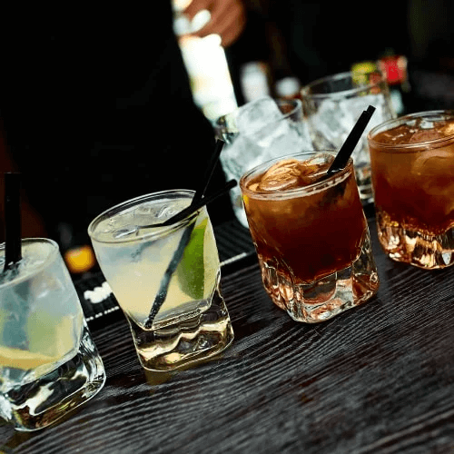 Mixed drinks and cocktails at Louise's Bar in downtown Lawrence Kansas