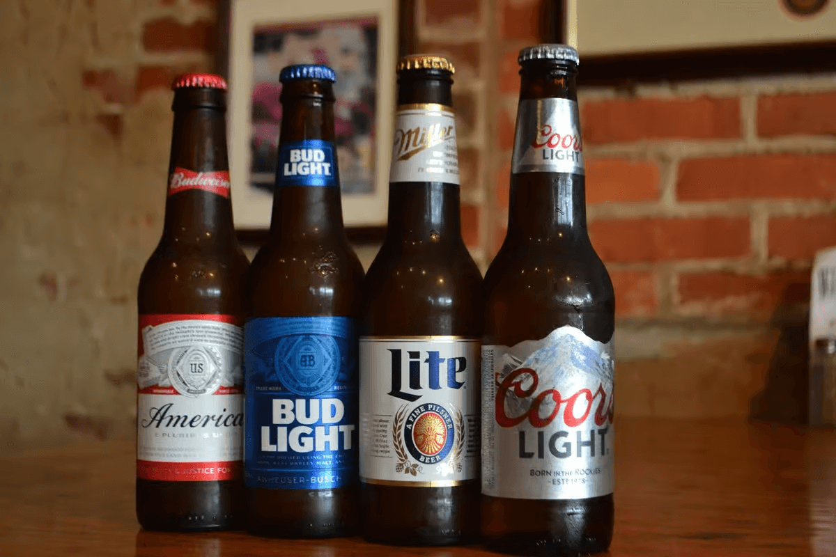 Domestic beers available at Louise's, a top bar in downtown Lawrence KS