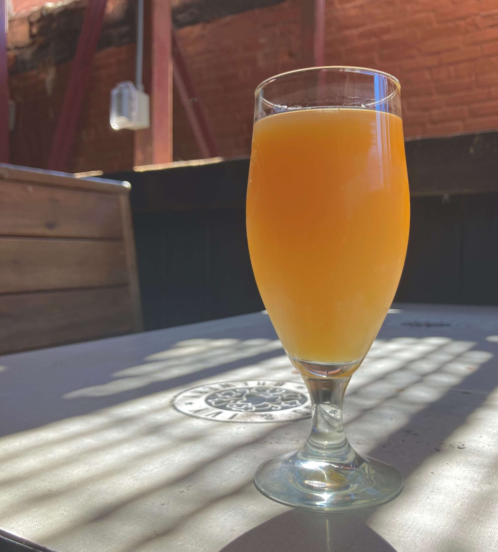 Mimosa on the outdoor patio at Louise's Bar in Lawrence Kansas