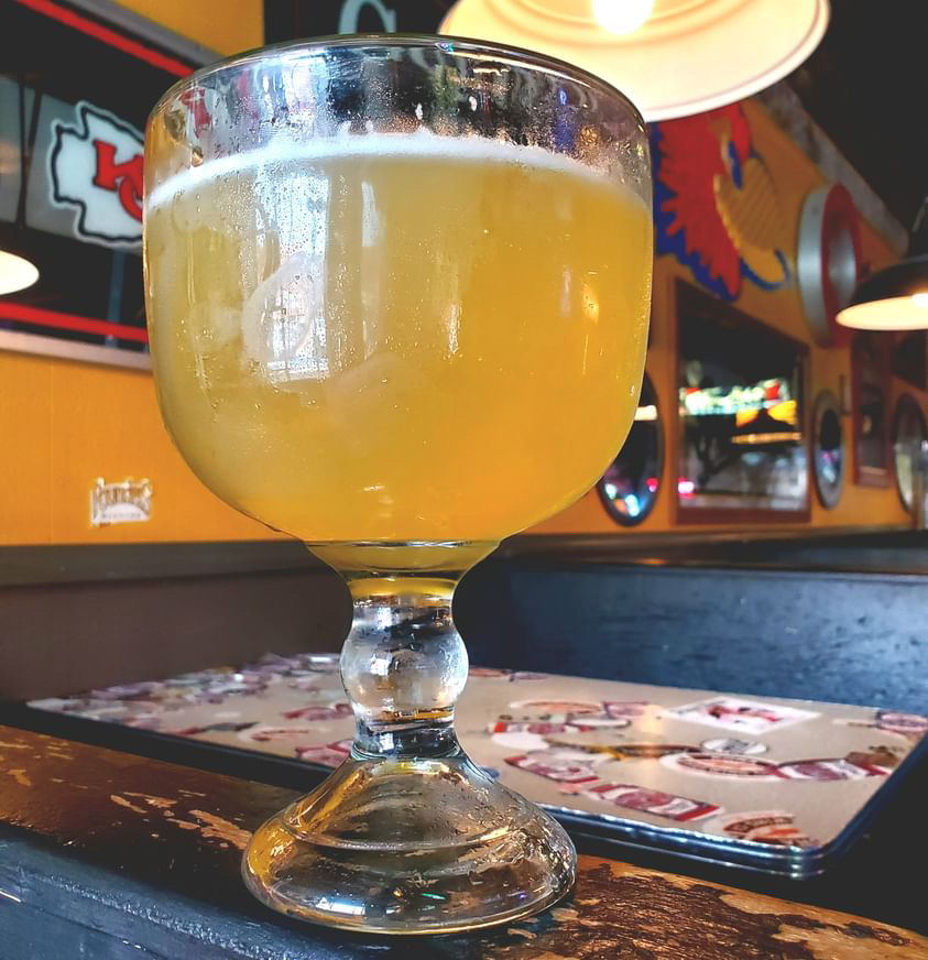 Schooner of beer at Louise's — best college bar Lawrence KS